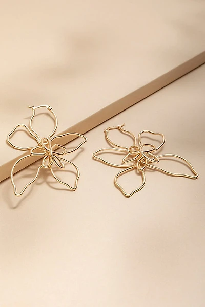 Clara Wire Flower Hoop Earrings