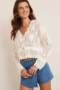 Amy Pointelle Button Down Cardigan