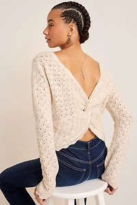 Ashley Twist-Back Pointelle Sweater