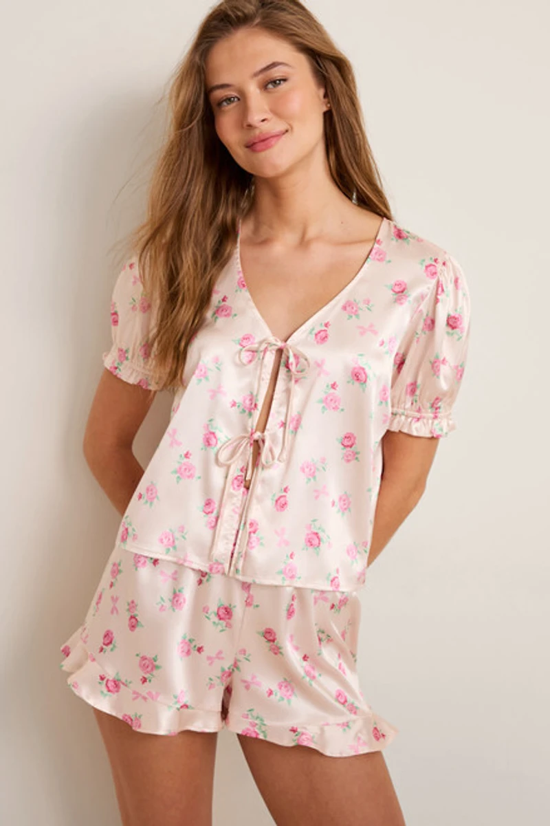 Amy Tie Front Floral PJ Set