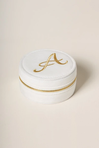 Ivory Round Initial Jewelry Box