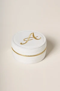 Ivory Round Initial Jewelry Box