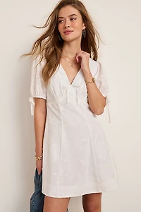 Jill Tie Sleeve Jacquard Mini Dress