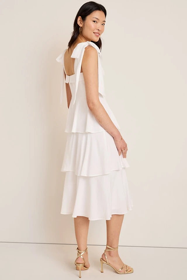 sweetheart bow strap midi dress Bow Strap Bustier Midi Dress