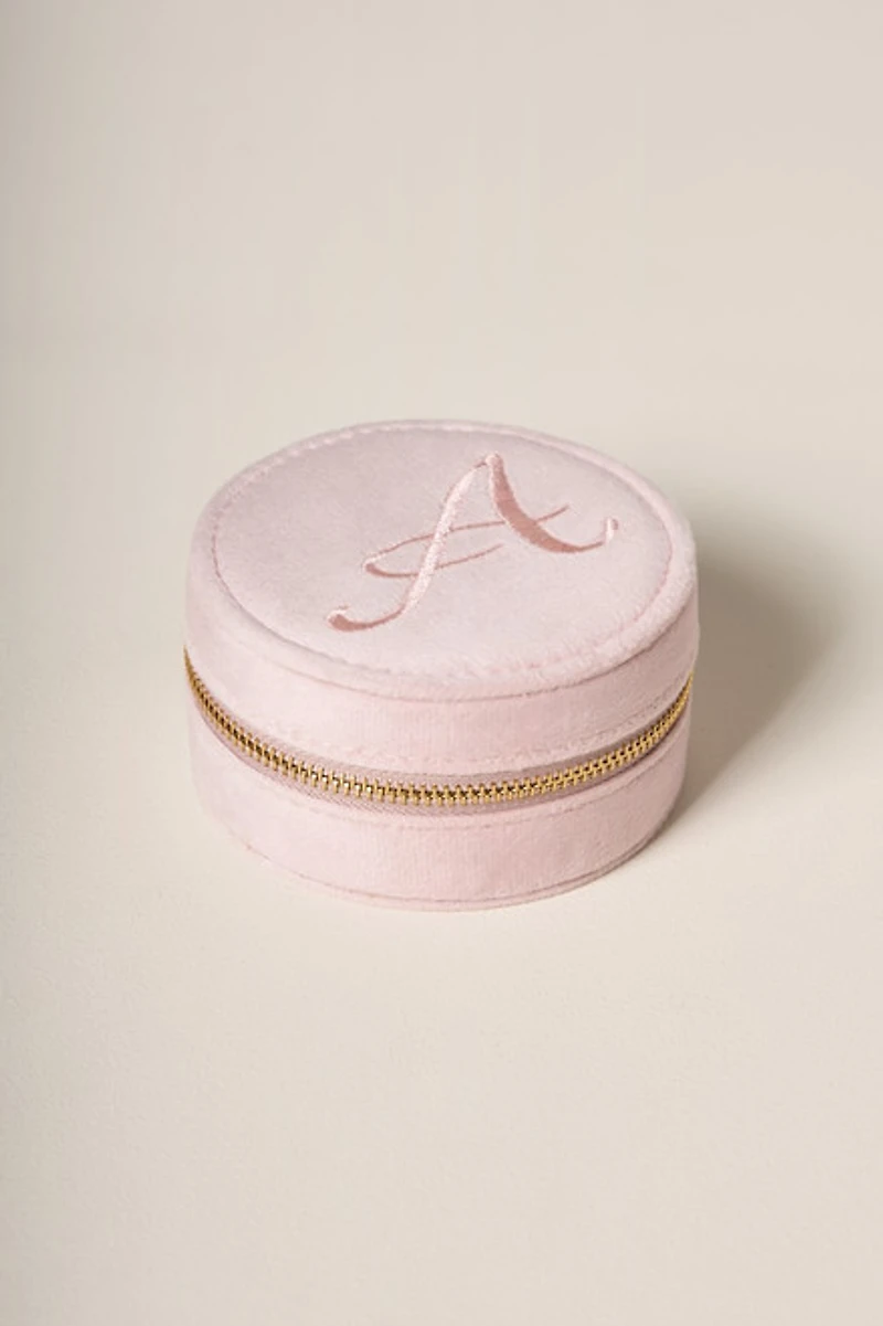 Blush Round Initial Jewelry Box