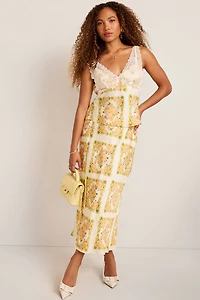 Alyson Floral Satin Midi Skirt