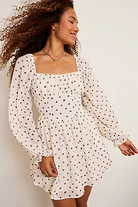April Ruched Polka Dot Mini Dress
