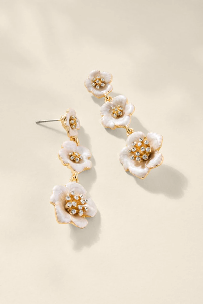 Nicky Enamel Flower Drop Earrings