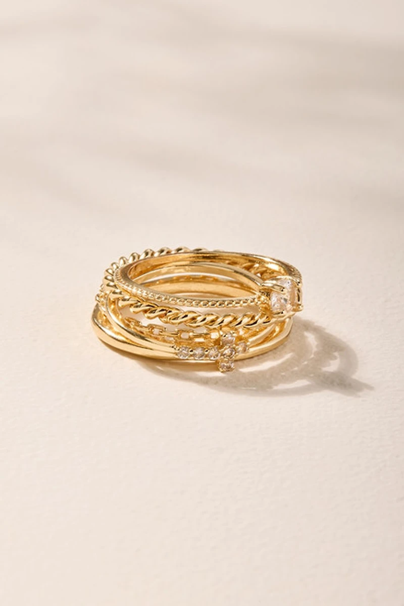 Tara Stainless Steel Gold Ring Set