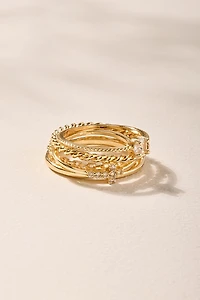 Tara Stainless Steel Gold Ring Set