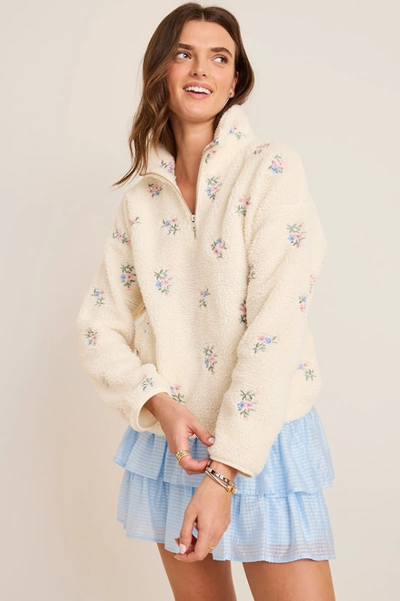 Selena Floral Quarter Zip Pullover