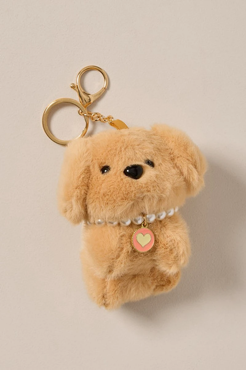 Dog With Pearl Necklace Bag Charm