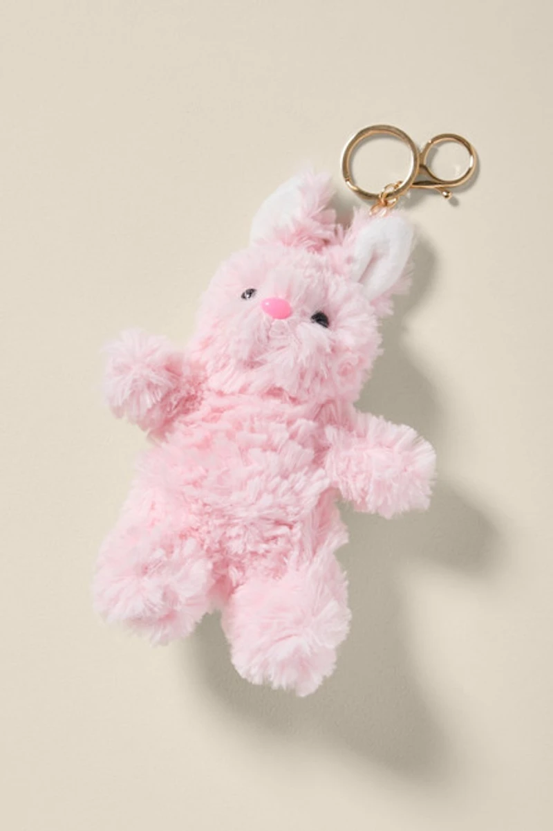 Fuzzy Pink Bunny Bag Charm