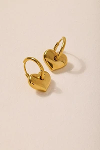 Mae Stainless Steel Gold Heart Charm Earrings