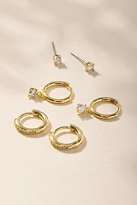 Alexa Gold Crystal Mixed Style Earring Set