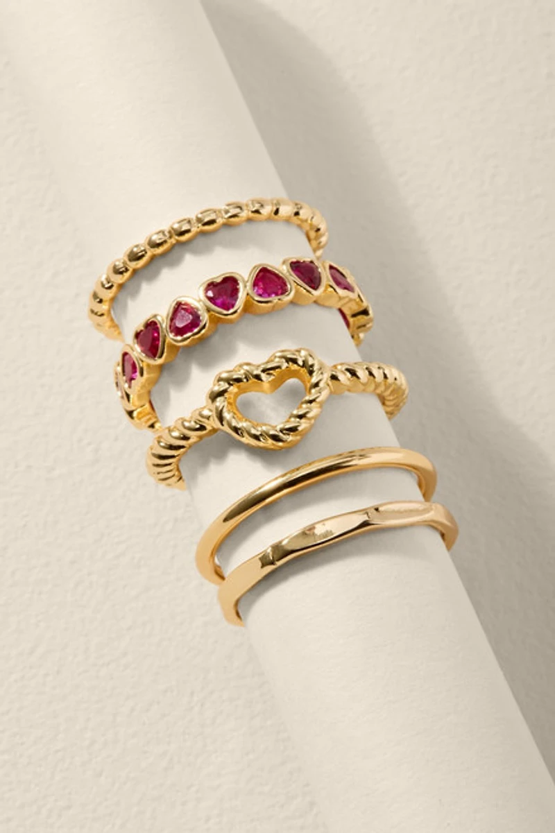 Violet Eternity Heart Ring Set