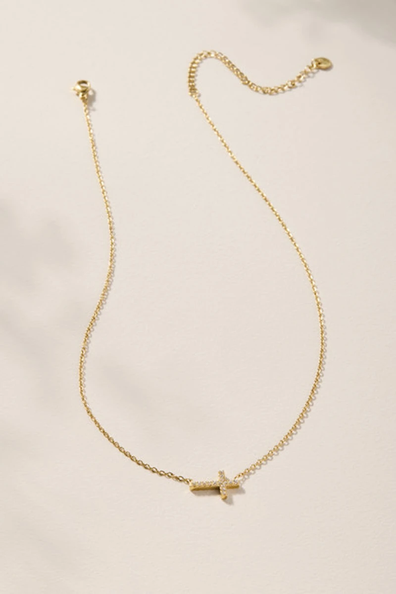 Angela Stainless Steel Sideways Cross Pendant Necklace