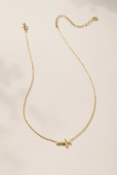 Angela Stainless Steel Sideways Cross Pendant Necklace