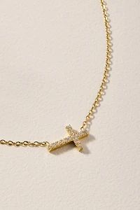 Angela Stainless Steel Sideways Cross Pendant Necklace