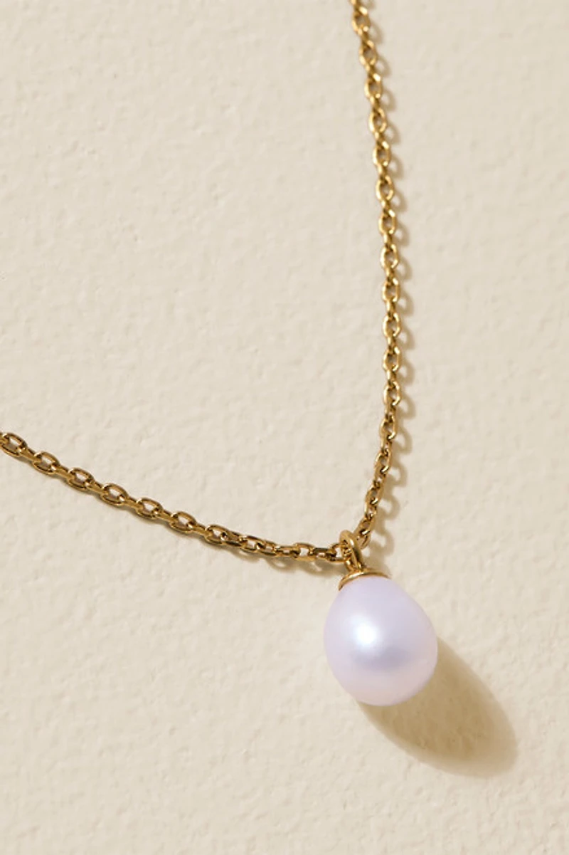 Lora Stainless Steel Pearl Pendant Necklace
