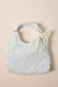 Joan Lace Applique Bow Tote