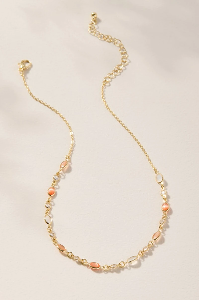 Sherry Semi Stone Bezel Necklace