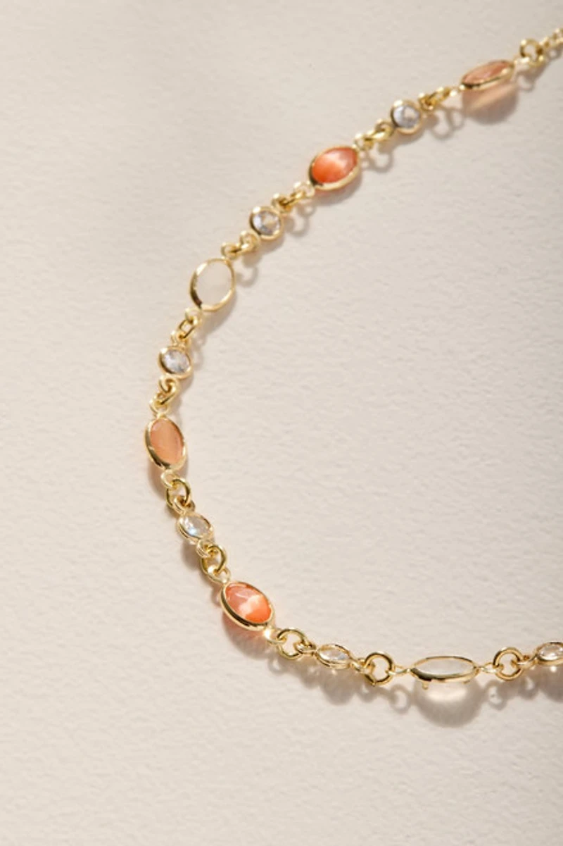 Sherry Semi Stone Bezel Necklace