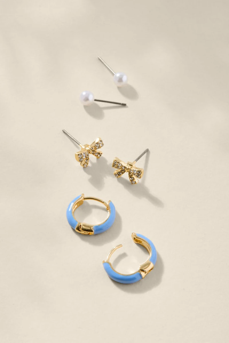 Ines Enamel Hoop Earring Set