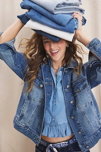 Lacy Button Down Denim Jacket