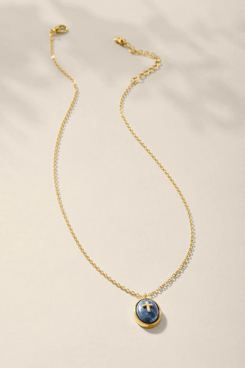 Faith Lapis Lazuli Cross Pendant Necklace