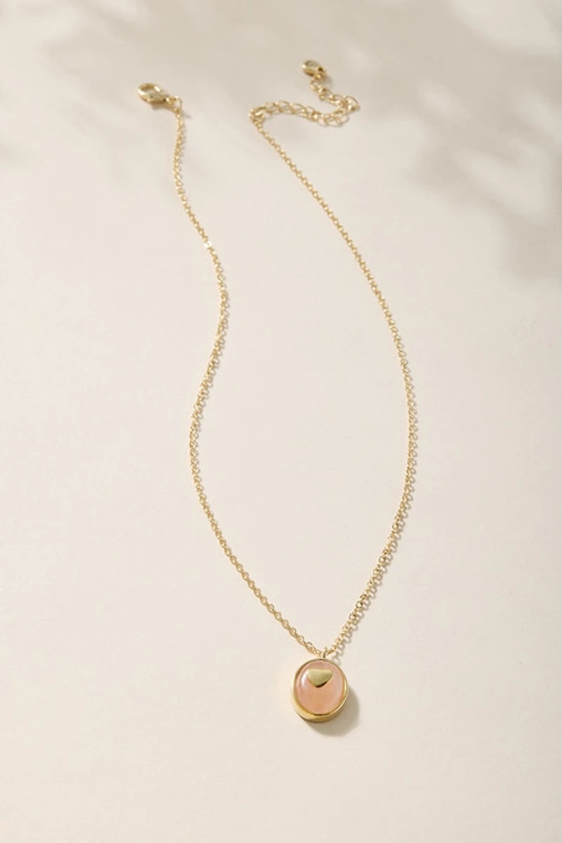 Love Rose Quartz Cross Pendant Necklace