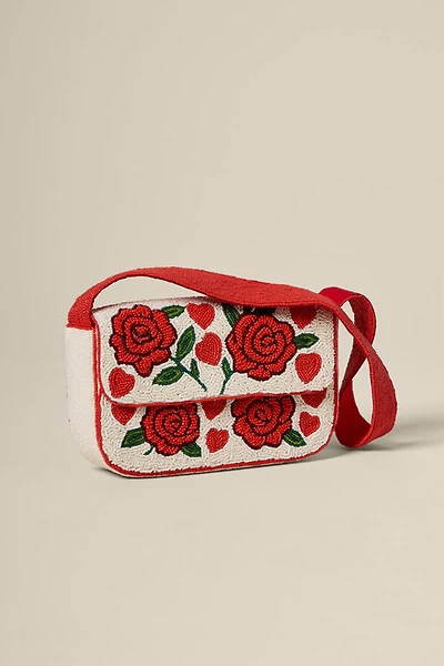 Hearts and Roses Beaded Shoulder Bag