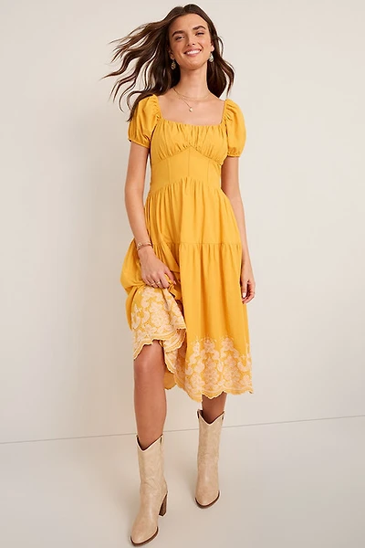 Cassie Embroidered Bow Back Maxi Dress