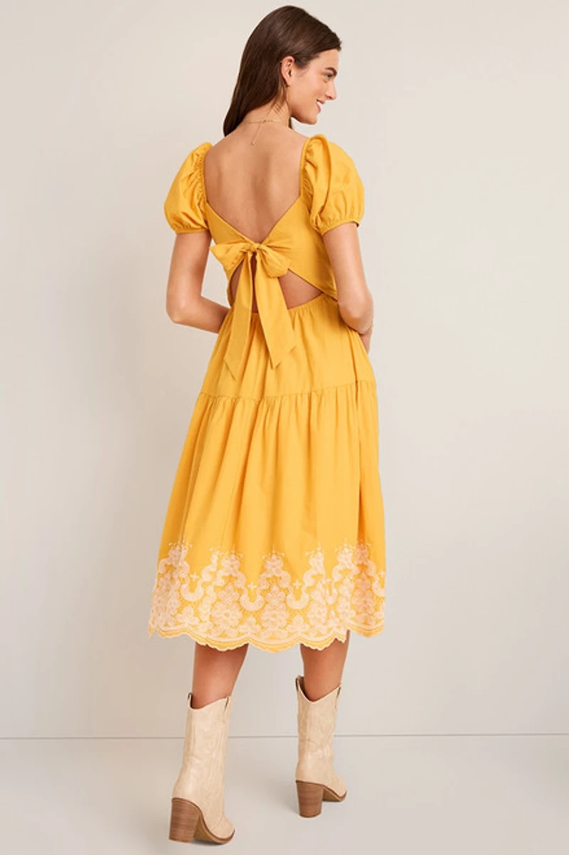 Cassie Embroidered Bow Back Maxi Dress