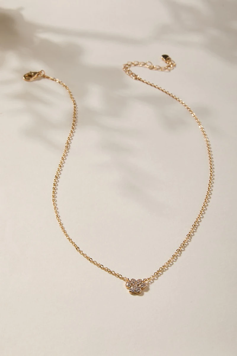 Dog Mom CZ Paw Pendant Necklace
