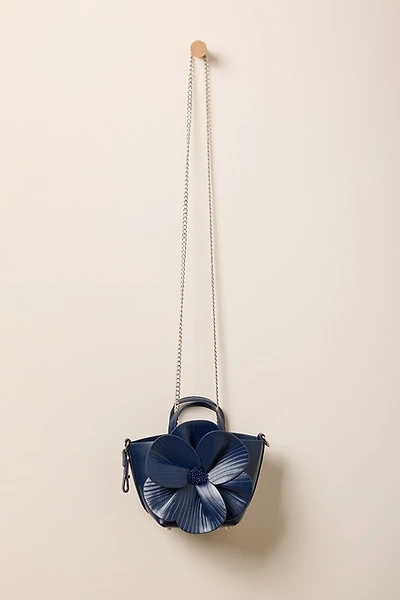Ella Navy Flower Bucket Bag