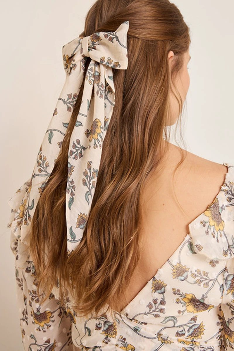 Kelly Floral Bow Hair Barrette