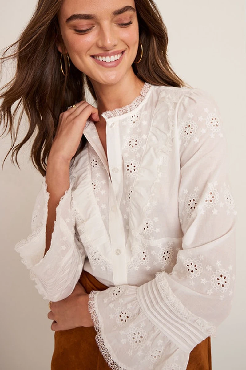 Alexis Eyelet Button Down Top
