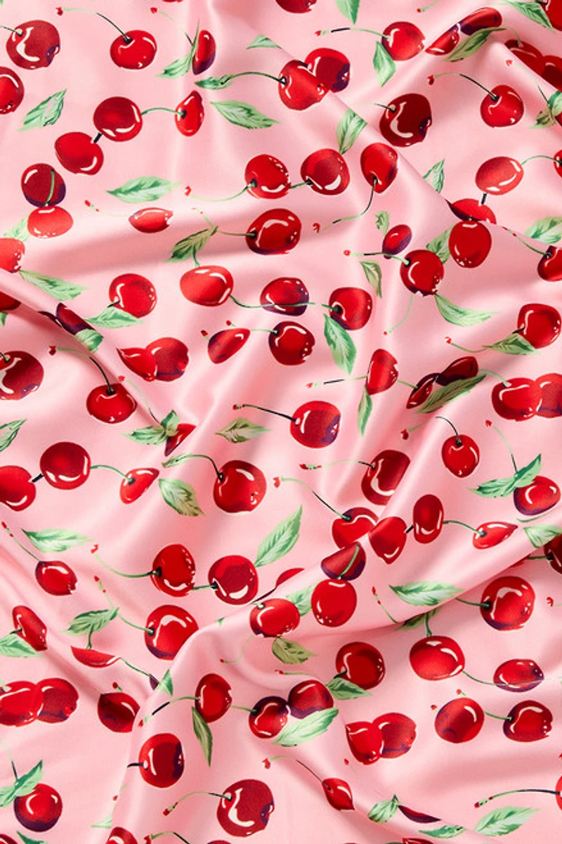 Cherry Print Satin Scarf