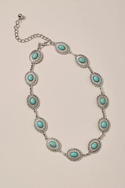 Carol Turquoise Concho Western Chain Belt