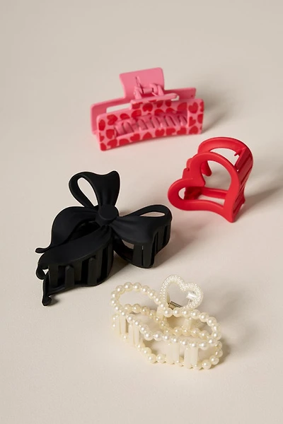 Bows and Hearts Hair Claw Set