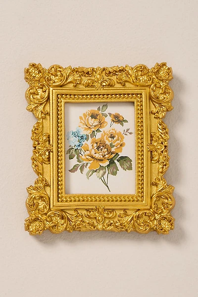 Golden Flowers Square Mini Frame Magnet
