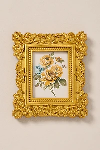 Golden Flowers Square Mini Frame Magnet