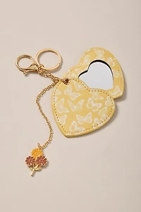Vegan Leather Heart Mirror Keychain