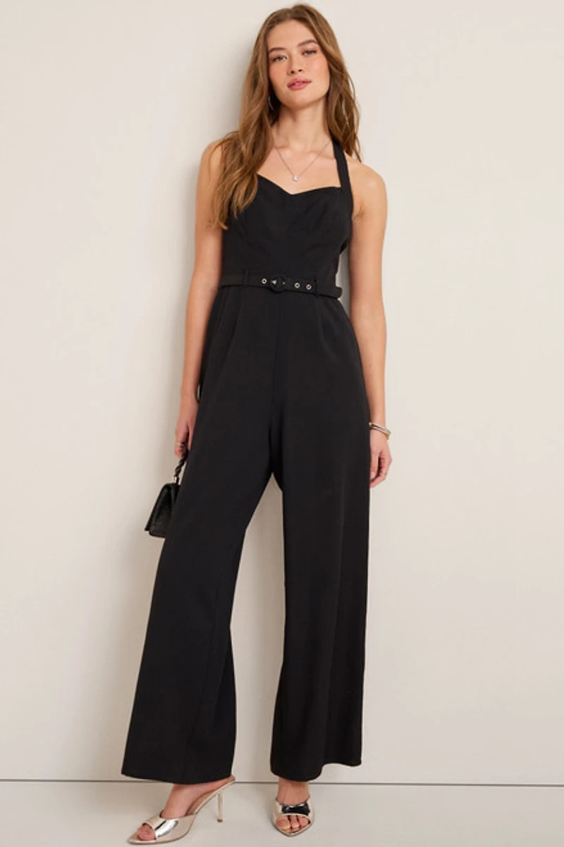 Dana Belted Halter Jumpsuit