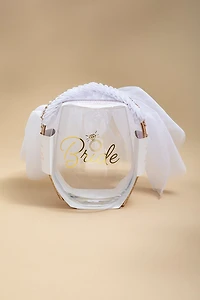 Bride Stemless Wine Glass and Veil Headband
