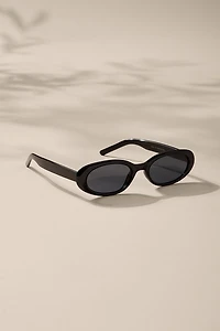 Amelia Black Oval Sunglasses