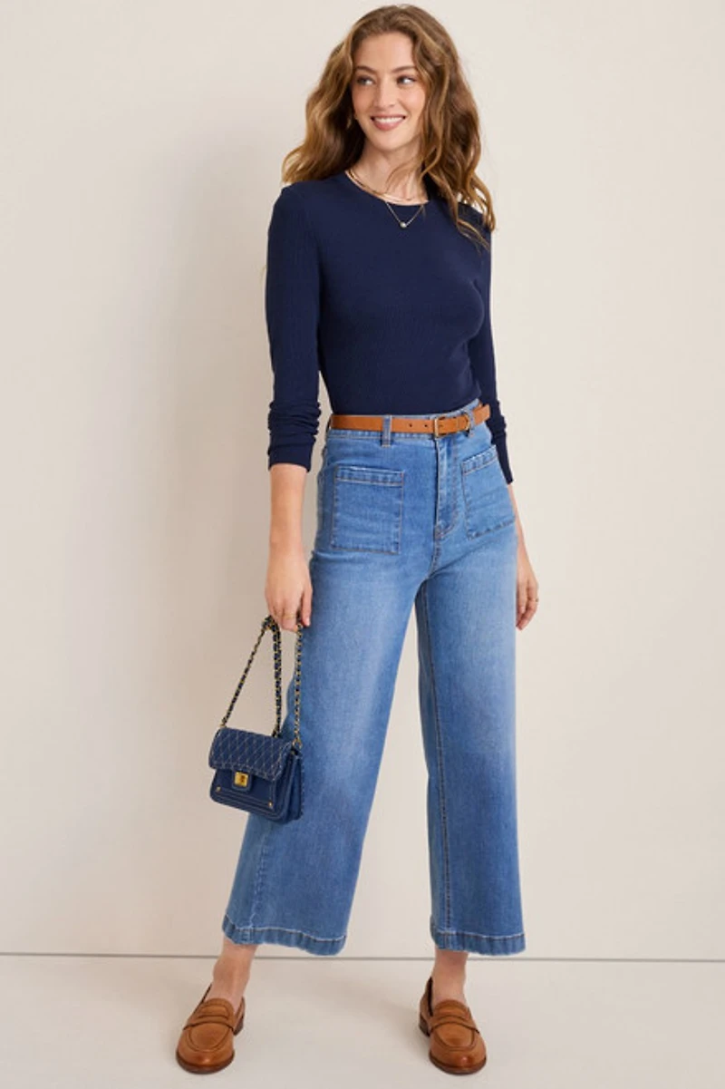Nora Patch Pocket Wide Leg Jeans