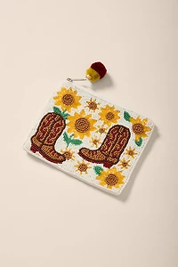 Jenny Sunflower Boots Beaded Pouch