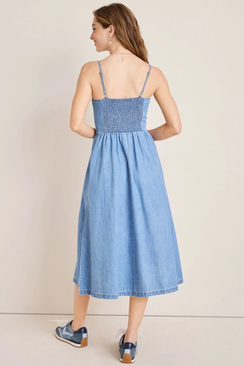 Sally Drop Waist Denim Midi Dress